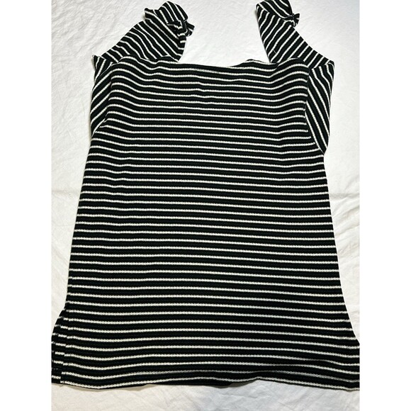 Vintage 90s Express Tricot Long Sleeve Women Sz S Top Black White Striped - Picture 8 of 8